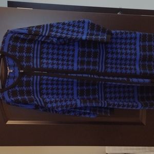Cable & Gauge Long Sweater w/ Houndstooth Print